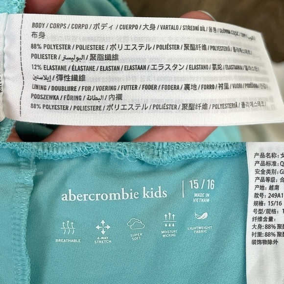 Abercrombie Women Size S Blue White Pullon Running Shorts Casual Set NEW Sporty - Picture 2 of 7